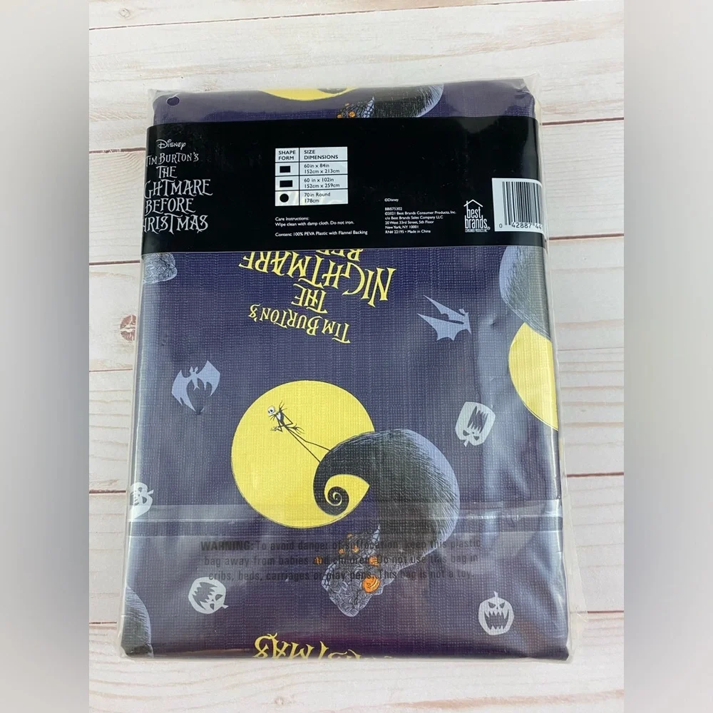 NEW Vinyl Tablecloth The Nightmare Before Christmas 70” Round Jack Disney